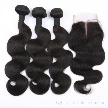China Factory Supply Unprocessed 100% Cheap Hot Sale Wholesale Virgin Human Hair 3 Bundles with Lace Frontal